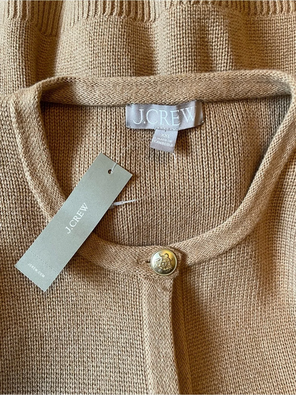 J.Crew Emilie Sweater Lady Jacket Women XXL Brown Gold Button Quiet Luxury